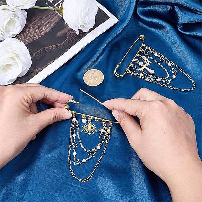 2Pcs 2 Styles Steel Brooches JEWB-BM0001-01G-1