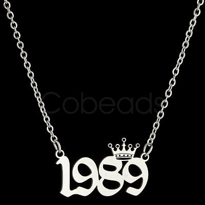 Crown Birth Year 201 Stainless Steel Pendant Necklaces for Women FS-WG4E8F2-50-1