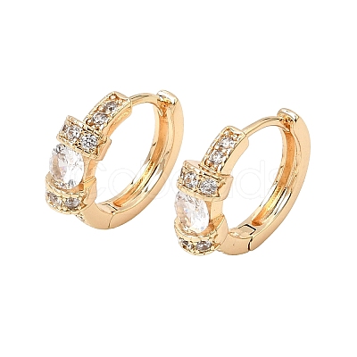 Brass Micro Pave Cubic Zirconia Hoop Earrings KK-CBAD29A-05G-1