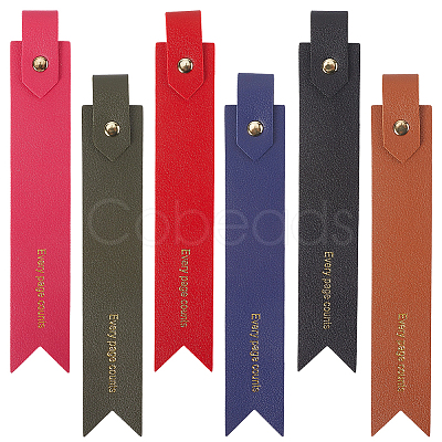 6Pcs 6 Colors PU Leather Bookmarks AJEW-SP0002-27-1