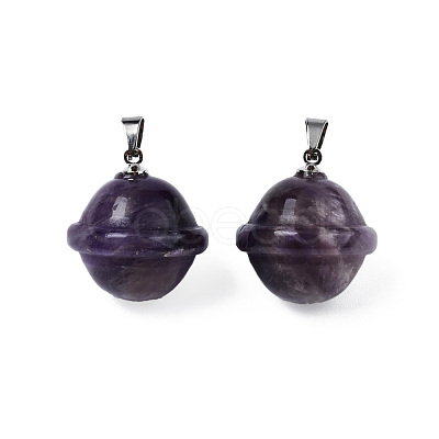 Natural Amethyst Pendants PORC-T132-053I-1