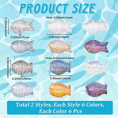 72Pcs 12 Styles Electroplate Glass Beads EGLA-PA0001-24-1