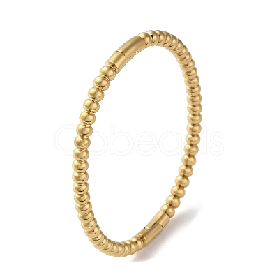 Rack Plating Brass Round Beaded Hinged Bangles BJEW-M039-05G-1