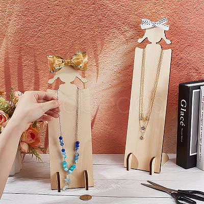2 Bags 2 Styles Cute Girl Shaped Wood Hair Clip Holders ODIS-PH0001-93-1