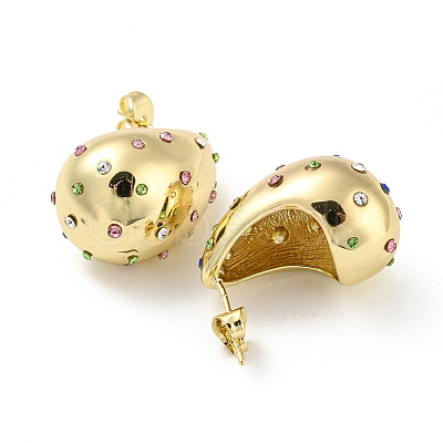 Real 18K Gold Plated Brass Micro Pave Cubic Zirconia Stud Earrings EJEW-I300-12A-1