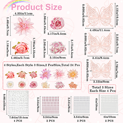 46Pcs 17 Style Cloth Rose Flower AJEW-GF0008-83-1