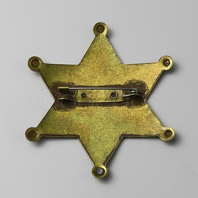 Blank Star Iron Brooch Findings IFIN-WH0070-16AB-1