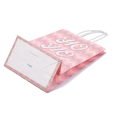 Christmas Printed Rectangle Paper Packing Bags with Handles CARB-D016-04-1