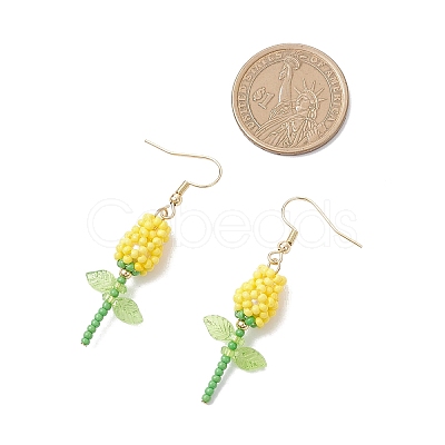 Stainless Steel Glass Flower Dangle Earrings EJEW-MZ00574-02-1