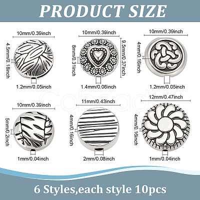 60Pcs 6 Styles Tibetan Style Alloy Beads FIND-ME0001-53-1