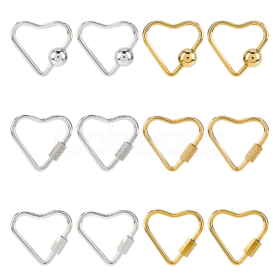 12Pcs 6 Styles Stainless Steel Screw Locking Carabiner STAS-HS0001-62-1