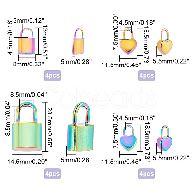 16Pcs 4 Style 201 & 304 Stainless Steel Pendants STAS-AR0001-42-1