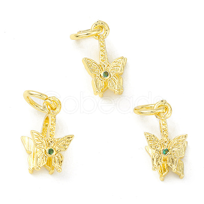 Rack Plating Brass Pave Cubic Zirconia Butterfly Ice Pick Pinch Bails KK-G464-06G-1