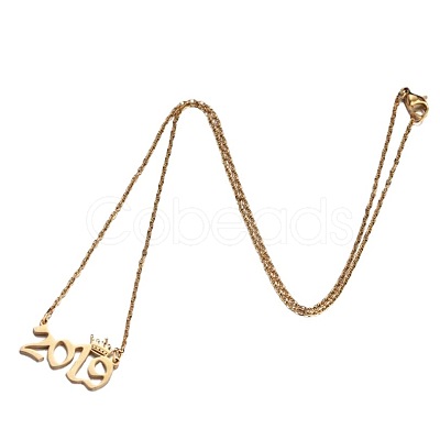 Crown Birth Year 201 Stainless Steel Pendant Necklaces for Women FS-WG4E8F2-40-1