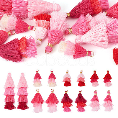 14Pcs 7 Colors Polyester Tassel Pendants FIND-TA0009-44-1