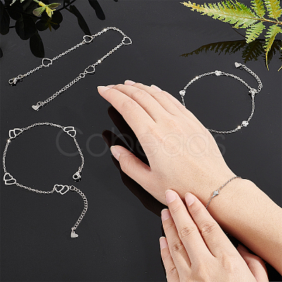 6Pcs 6 Styles 304 Stainless Steel Cable Chain Anklets AJEW-UN0001-12-1
