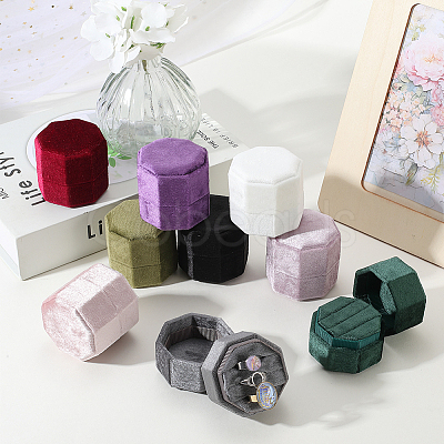 Velvet Cover Plastic Couple Ring Box VBOX-WH20003-001H-1
