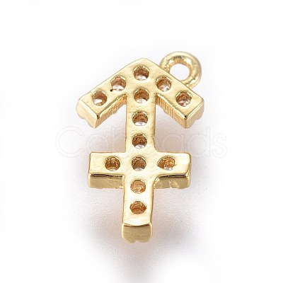 Golden Plated Brass Micro Pave Cubic Zirconia Charms ZIRC-L075-51D-1