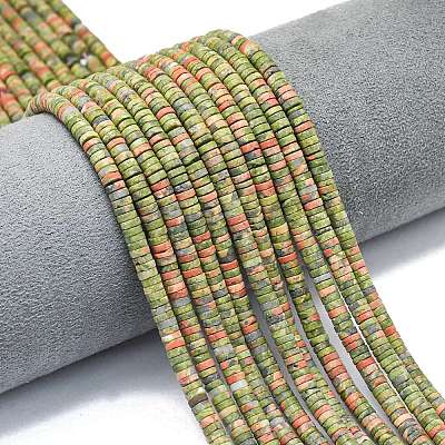 Natural Unakite Beads Strands G-P575-B25-4x1mm-1