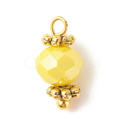 Electroplate Glass Beads Pendant PALLOY-JF01344-04-1