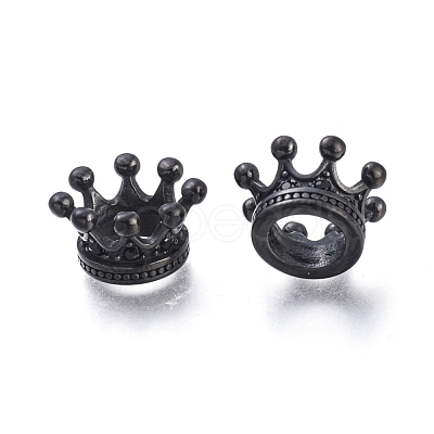 Crown 304 Stainless Steel with Cubic Zirconia European Beads STAS-F243-34B-1