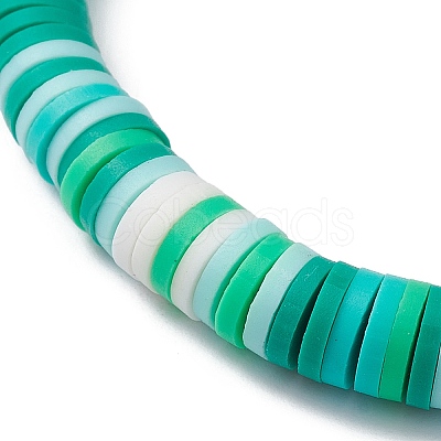 Polymer Clay Disc & Natural Malaysia Jade & TaiWan Jade Beaded Stretch Bracelet BJEW-JB09652-02-1