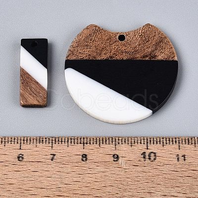 14Pcs 7 Styles Opaque Resin & Walnut Wood Pendants RESI-N053-18-1