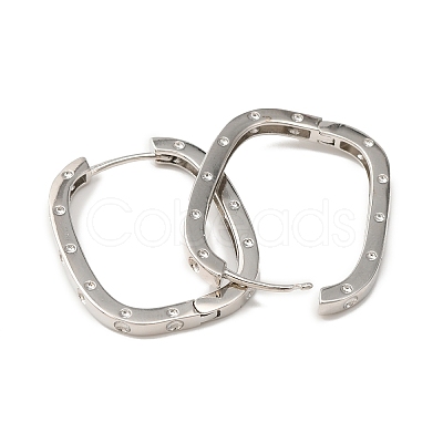 Brass Oval with Polka Dot Hoop Earrings for Woman EJEW-F314-02C-P-1