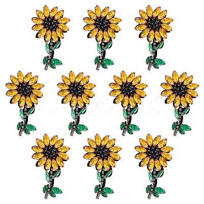 Sunflower Rhinestone Appliques AJEW-WH0367-60-1
