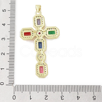 Golden Brass Micro Pave Random Color Cubic Zirconia Pendants KK-A209-07D-G-1
