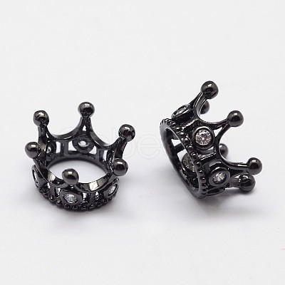 Crown Brass Micro Pave Grade AAA Cubic Zirconia European Bead X-ZIRC-O022-60B-NR-1