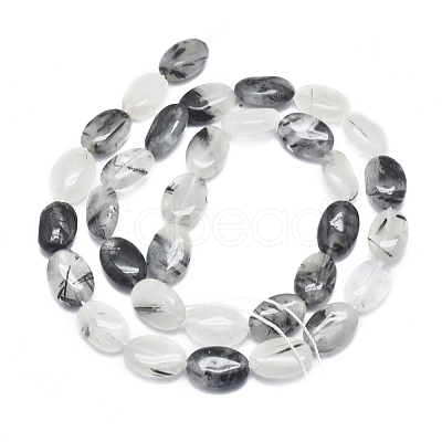 Natura Tourmalinated Quartz/Black Rutilated Quartz Beads Strands G-D0001-19-1
