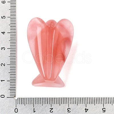 Synthetic Cherry Quartz Glass Angel Figurine DJEW-N006-01A-06-1