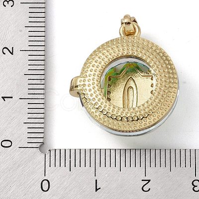 Brass Micro Pave Cubic Zirconia with Glass Pendents KK-Q815-05G-1