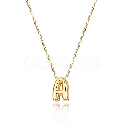 Brass Initial Pendant Box Chain Necklaces for Women FS-WG5C822-01-1