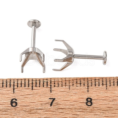 304 Stainless Steel Prong Earring Settings SA-CBA8B85-11E-02-1