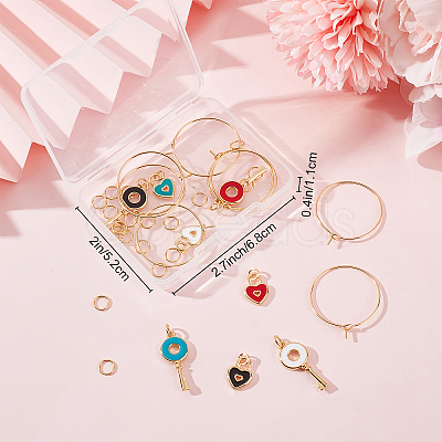 DIY Heart Padlock & Key Wine Glass Charm Making Kit DIY-BBC0001-18-1