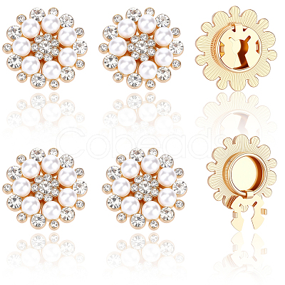 6Pcs Flower Alloy Plastic Cufflinks FIND-CY0001-65B-1