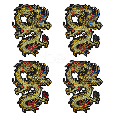 Dargon Pattern Polyester Fabrics Computerized Embroidery Cloth Sew on Patches PATC-WH0010-14-1