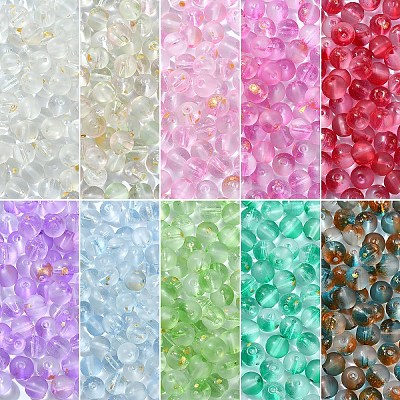 100Pcs Frosted Baking Paint Glass Beads DGLA-YW0001-36B-1