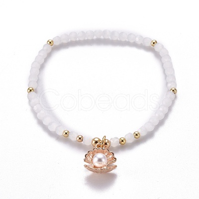 Faceted Glass Bead Stretch Bracelets BJEW-JB05488-1