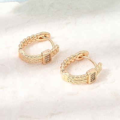Brass Micro Pave Cubic Zirconia Hoop Earrings KK-CBAD29A-02G-1