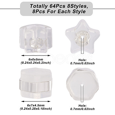 64Pcs 8 Style Silicone Ear Nuts SIL-KS0001-01-1