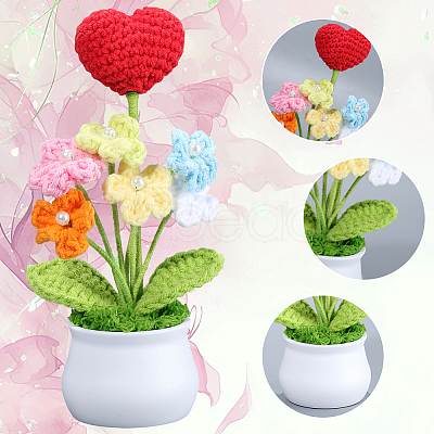 1Pc Hand Knitted Potted Plants Crochet Flower DJEW-SC0001-15D-1