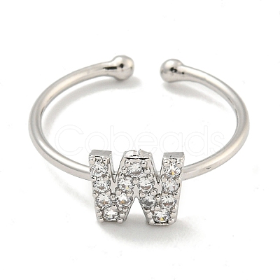 Rack Plating Brass Open Cuff Rings for Women RJEW-F162-02P-W-1