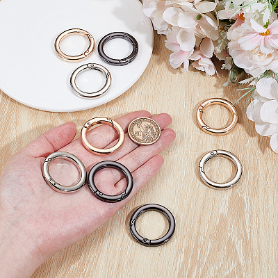 9Pcs 3 Colors Alloy Spring Gate Rings FIND-NB0006-25B-1