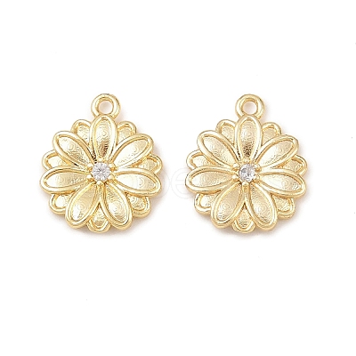 Brass Micro Pave Clear Cubic Zirconia Charms KK-G544-07G-02-1