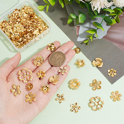 100Pcs 10 Styles Brass Bead Caps for DIY Hair Decoration Accessories KK-PH0005-72-1
