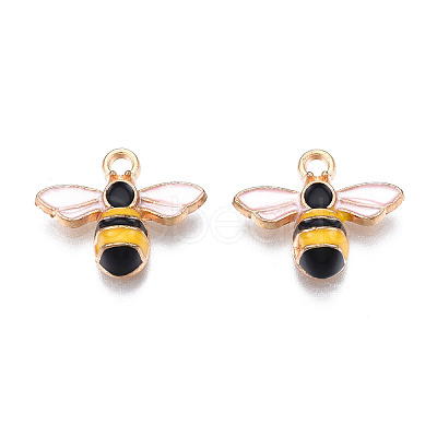 Light Gold Plated Alloy Enamel Pendants ENAM-R136-49-1