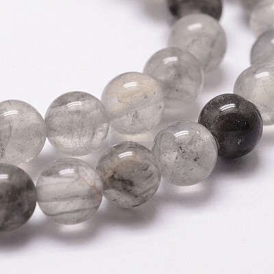 Natural Cloudy Quartz Beads Strands G-G735-37-6mm-1